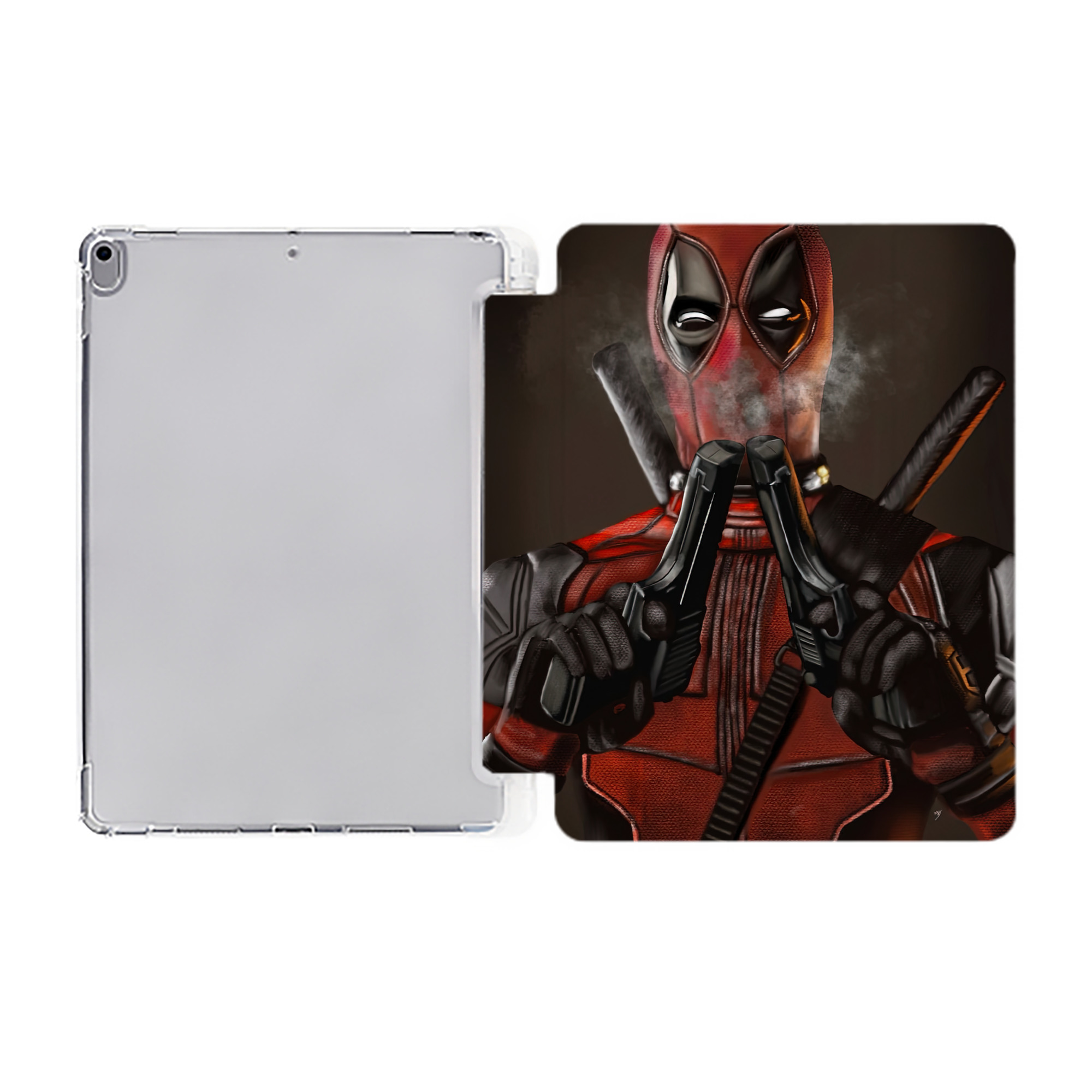 （画像用） Deadpool デッドプール IPad ケース ペン収納付き 三つ折りスタンド PUレザー×シリコン 対応機種9.5/10.5/10.9インチ